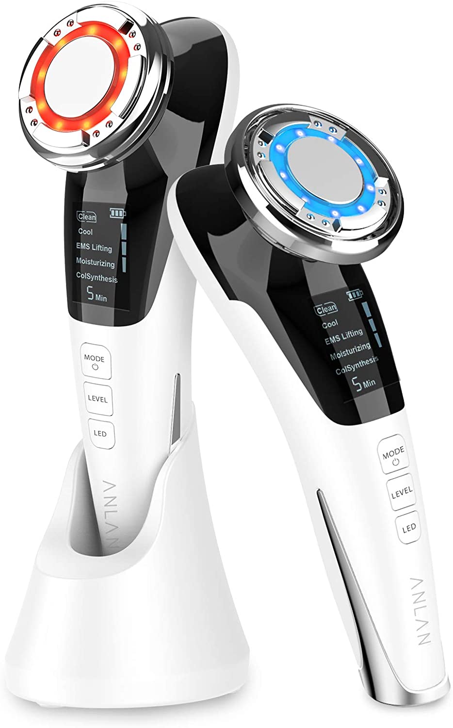 ANLAN 美顔器 ems 温冷ケア LED光 1台8役 温冷美顔器 イオン 毛穴 小顔 自宅用美顔器 (ホワイト)
